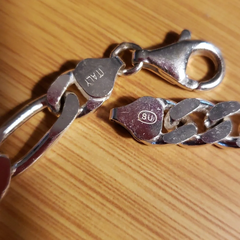 Figaro Silver Bracelet 8in